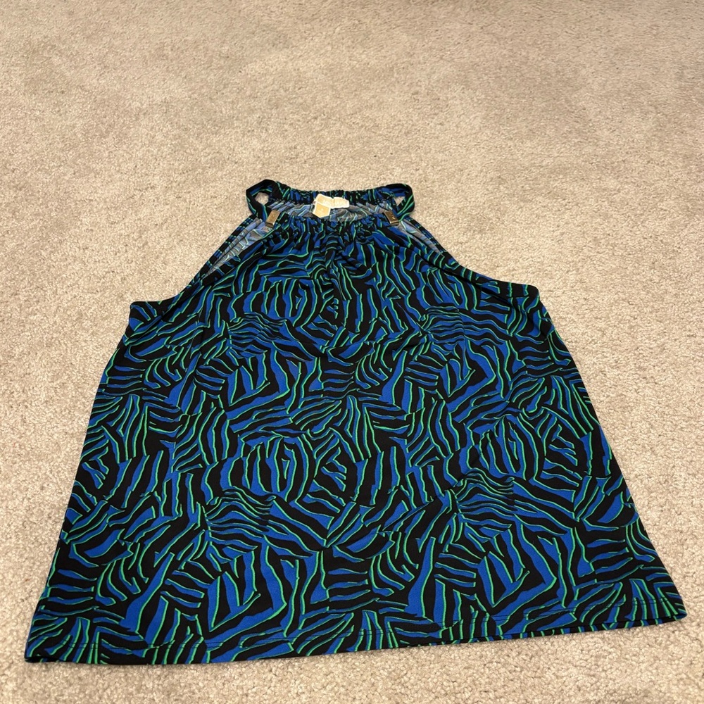 Michael Kors Black and Blue Patterned Top